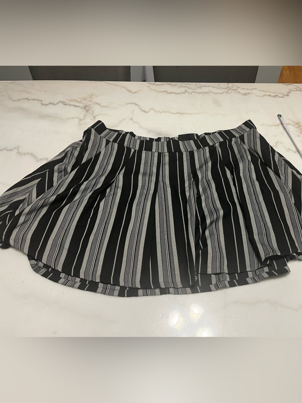 Plus size  Black & Gray Striped pleated Skirt